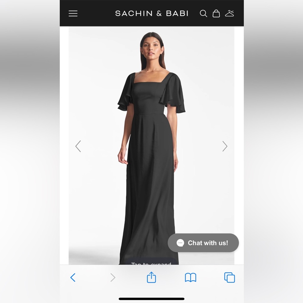 Sachin and Babi Aurora gown- black floor length with sleeves brand new tags on!